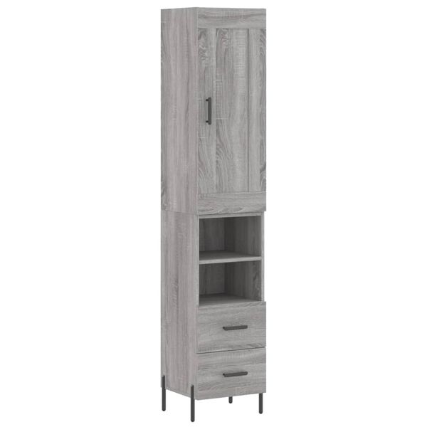 vidaXL Credenza Grigio Sonoma 34,5x34x180 cm in Legno Multistrato