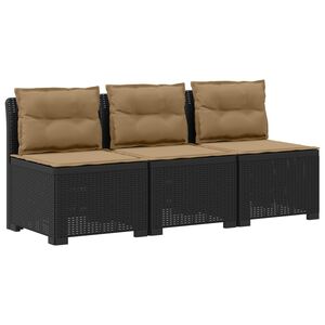 vidaXL Divano da giardino 3 posti con cuscini in look rattan PP