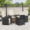vidaXL Set da Pranzo per Giardino con cuscino 5 pcs Nero polyrattan