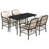 vidaXL Set da Pranzo da Giardino 5pz con Cuscini in Polyrattan Marrone