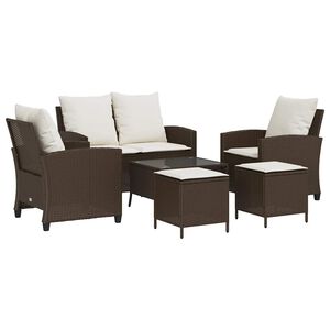 vidaXL Set Divano da Giardino 6 pz con Cuscini Marrone in Polyrattan