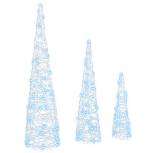 vidaXL Albero di Natale 3 pz Bianco freddo 20 x 20 x 80 cm Acrilico