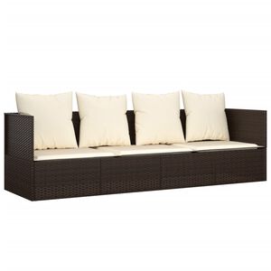 vidaXL Lettino Prendisole da Esterno con Cuscini Marrone in Polyrattan