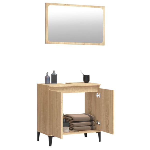 vidaXL Set Mobili da Bagno 2 pz Rovere Sonoma in Legno Multistrato