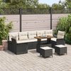 vidaXL Set Divano da Giardino 10 pcs Nero e Crema 90 x 55 x 71 cm