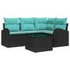 vidaXL Set Divano da Giardino 5 pz Nero e Turchese polyrattan