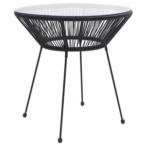 vidaXL Tavolo da Pranzo per Giardino Nero &Oslash;70x74 cm in Rattan e Vetro
