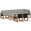 vidaXL Set di divani da esterno 9 pcs Grigio Naturale e Chiaro