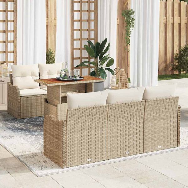 vidaXL Set Divano da Giardino con cuscino 6 pcs beige e panna