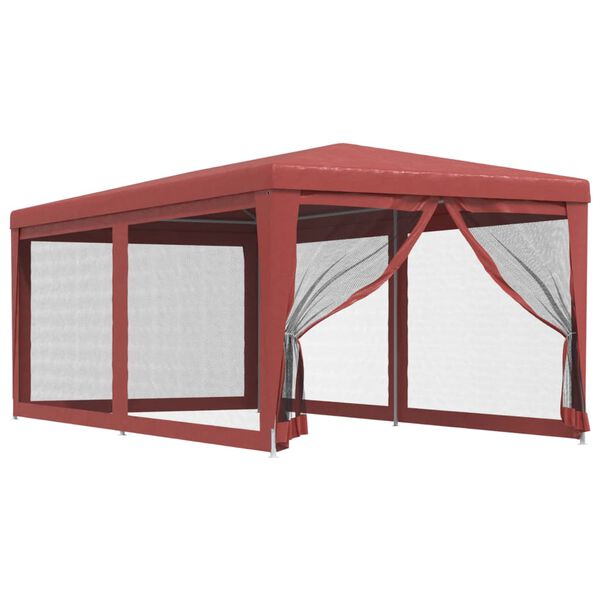 vidaXL Tenda per Feste con 6 Pareti Laterali in Rete Rossa 3x6 m HDPE