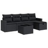 vidaXL Set Divano da Giardino 6 pz con Cuscini Nero in Polyrattan