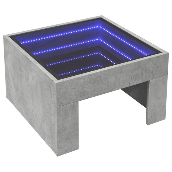 vidaXL Tavolino da Salotto con LED Infinity Grigio Cemento 50x50x30 cm