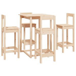 vidaXL Set da Bar 5 pz in Legno Massello di Pino