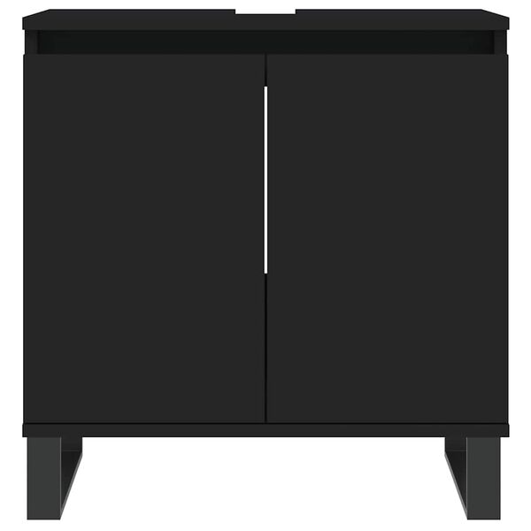 vidaXL Mobile da Bagno Nero 58x33x60 cm in Legno Multistrato