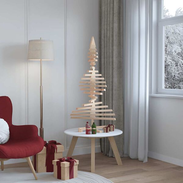 vidaXL Albero di Natale Decorativo in Legno 120 cm Legno Massello Pino