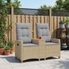 vidaXL Panchina reclinabile con tavolo Beige e Grigio Chiaro