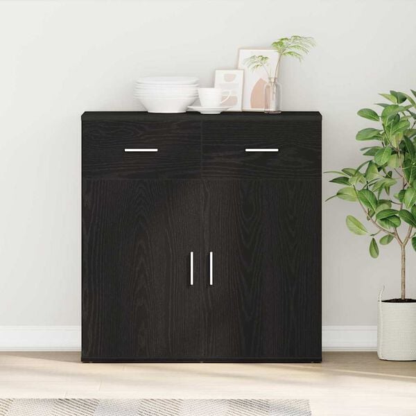 vidaXL Credenza Rovere Nero 78 x 38 x 80 cm Legno multistrato