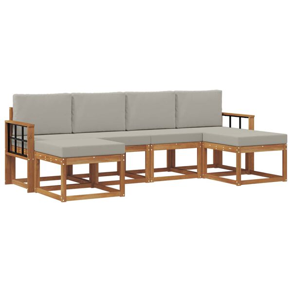 vidaXL Set di divani da esterno 6 pcs Grigio Naturale e Chiaro