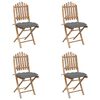 vidaXL Set da Pranzo da Giardino 5 pz Pieghevole con Cuscini in Bambù