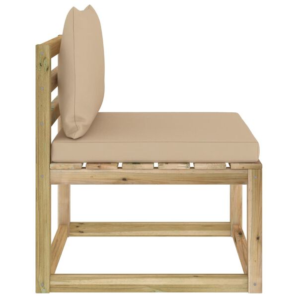 vidaXL Divano Centrale da Giardino con Cuscini Pino Impregnato Verde