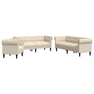 vidaXL Set di Divani 3 pz Crema in Tessuto
