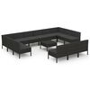 vidaXL Set Divani da Giardino 14 pz con Cuscini in Polyrattan Nero