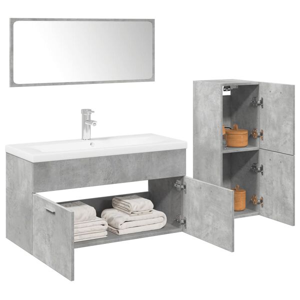 vidaXL Set Mobili da Bagno 4 pz Grigio Cemento in Legno Multistrato