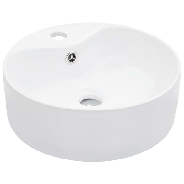 vidaXL Lavandino con Troppopieno 36x13 cm in Ceramica Bianco