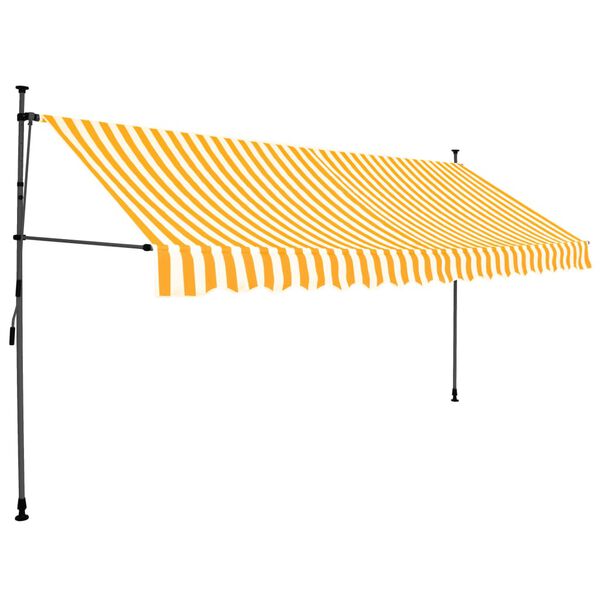 vidaXL Tenda da Sole Retrattile Manuale LED 400 cm Bianca e Arancione