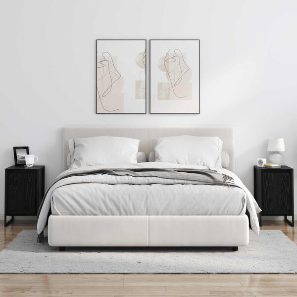 vidaXL Comodino Rovere Nero 39,5 x 30 x 50 cm Legno multistrato