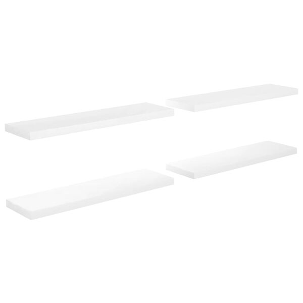 vidaXL Scaffali a Parete 4 pz Bianco Lucido 23x23,5x3,8 cm in MDF