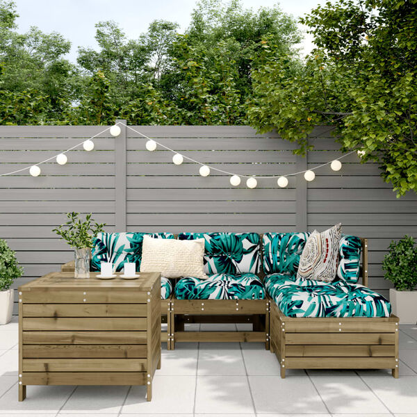 vidaXL Set Divani da Giardino 5 pz in Legno Impregnato di Pino