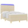 vidaXL Letto a Sorgente LED con materasso Crema 140 x 190 cm Tessuto