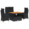 vidaXL Set da Pranzo da Giardino 4 pz con Cuscini Nero in Polyrattan