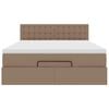 vidaXL Pouf Letto con Materassi e LED Cappuccino 140x200cm Similpelle