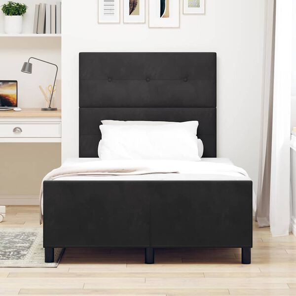 vidaXL Letto a molle con testiera Nero 120 x 190 cm Velluto