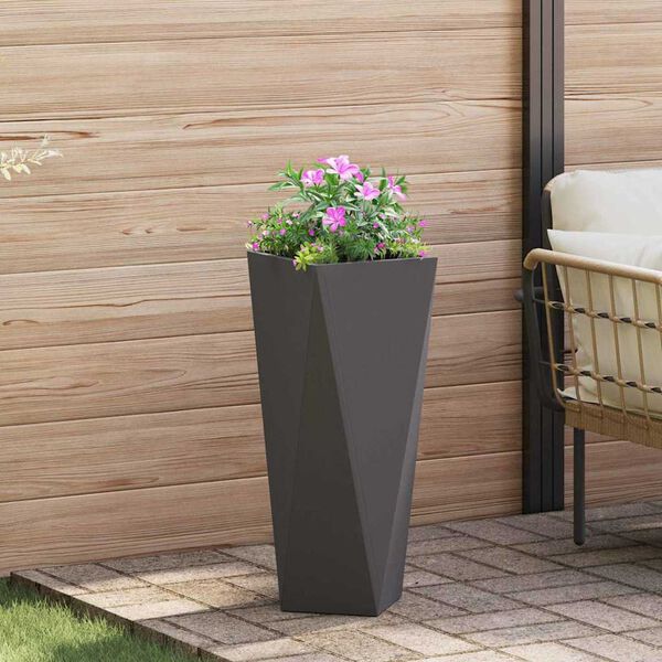 vidaXL Fioriera 2 pcs Nero 30 x 30 x 75 cm Acciaio