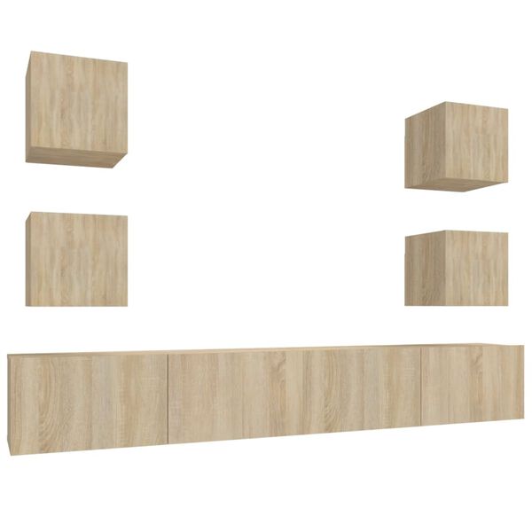 vidaXL Set di Mobili Porta TV 6 pz Rovere Sonoma in Legno Multistrato