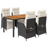 vidaXL Set da Pranzo da Giardino 5 pz Nero con Cuscini in Polyrattan