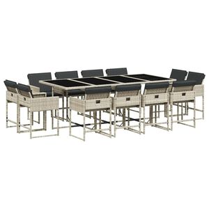 vidaXL Set da Pranzo da Giardino 13pz con Cuscini Grigio in Polyrattan