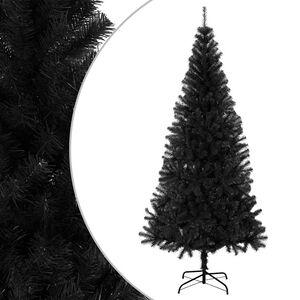 vidaXL Albero di Natale Artificiale Sottile con Base Nero 180 cm PVC