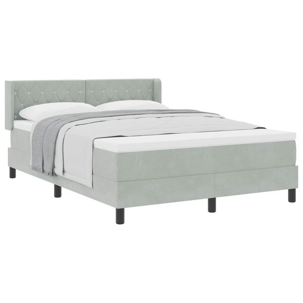 vidaXL Letto a molle con materasso Grigio chiaro 200 x 160 cm Velluto