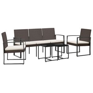 vidaXL Set da Pranzo da Giardino 5 pz con Cuscini in PP Rattan Marrone