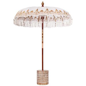 vidaXL Ombrello balinese con base Crema 185 x 185 x 260 cm