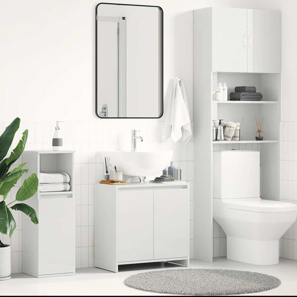 vidaXL Mobile da Bagno Bianco Lucido 60x33x61 cm in Legno Multistrato