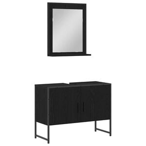 vidaXL Set di mobili per il bagno 2 pz Nero Legno ingegnerizzato
