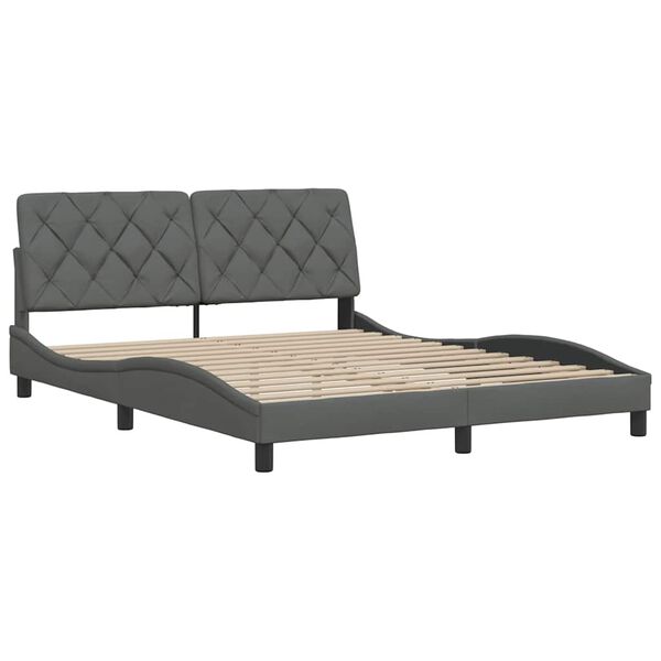 vidaXL Giroletto senza Materasso Grigio Scuro 160x200 cm Tessuto