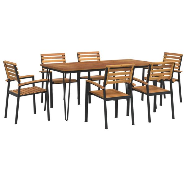 vidaXL Set Pranzo da Giardino 7 pz Legno Massello di Acacia e Metallo