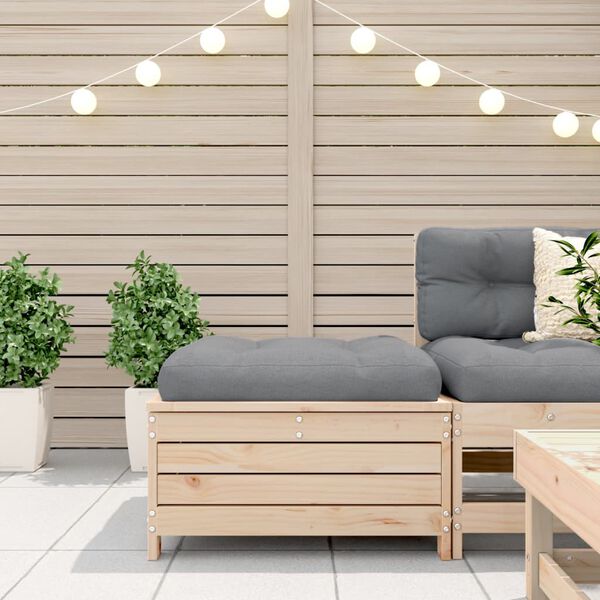 vidaXL Poggiapiedi da Giardino con Cuscino in Legno Massello di Pino
