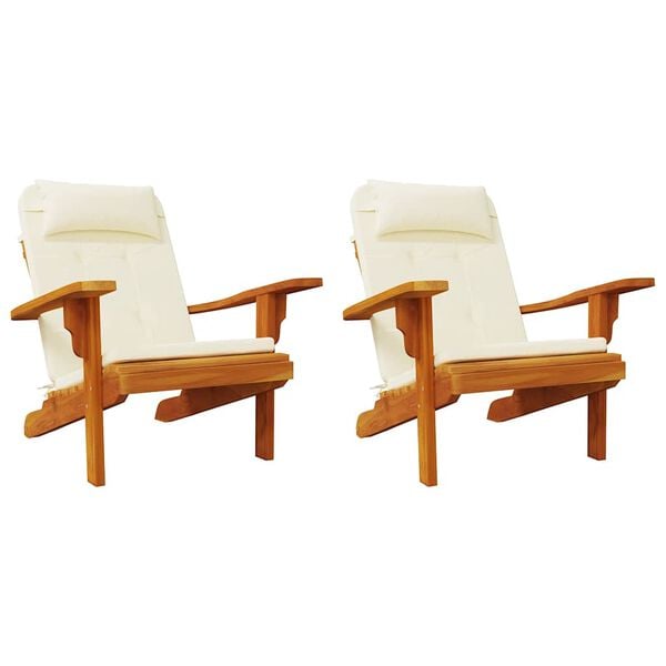 vidaXL Cuscini per Sedia Adirondack 2 pz Crema in Tessuto Oxford